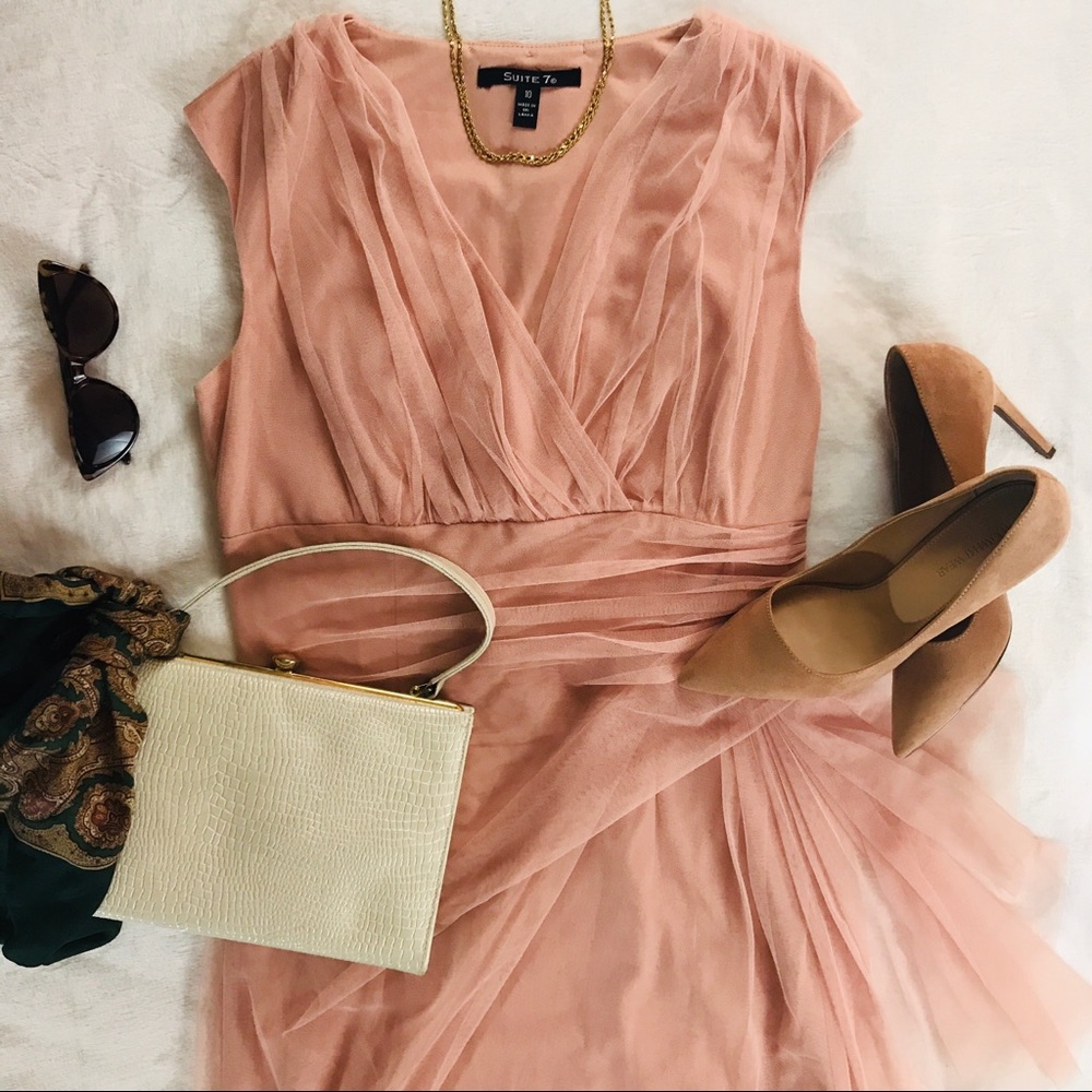Suite 7 - Dusty rose/peach tulle midi dress